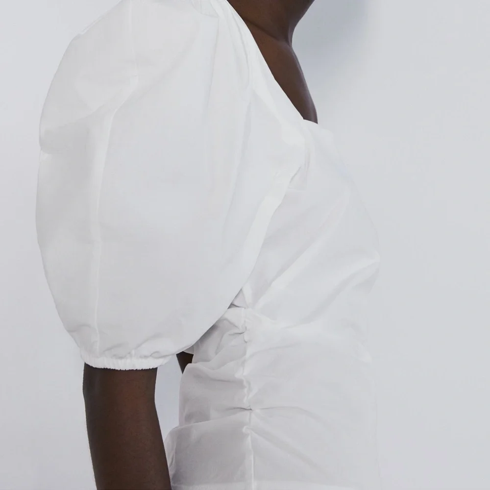 Zara White Shirt with Puff Full Sleeve sz Large
